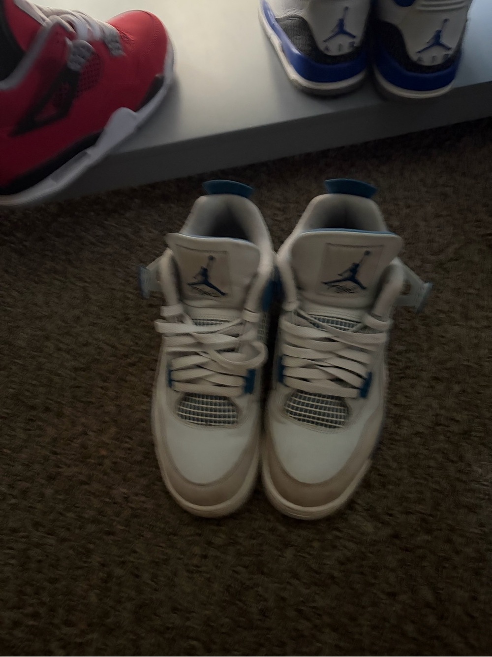 Jordan Retro Sneakers — White with Blue Accents